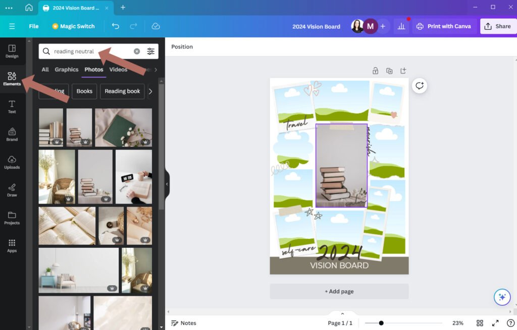 How to create a vision board in Canva