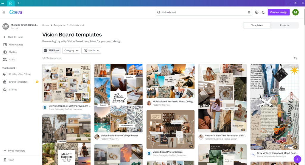 How to create a vision board in Canva
