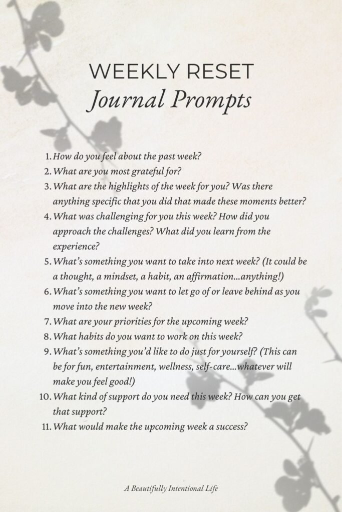 11 Journal prompts to start your week right - A Beautifully Intentional ...